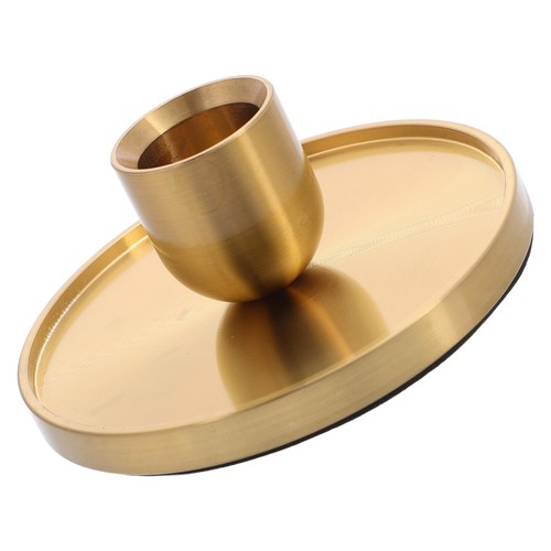 Golden conical candlestick - golden,