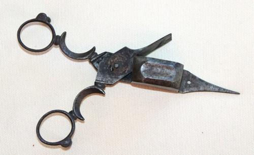 Antique footed metal - footed, candle