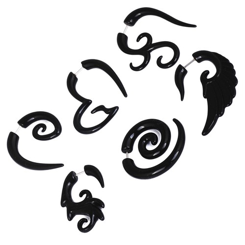 6pcs black acrylic - 6pcs, spiral