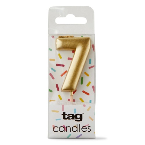 Tag metallic gold digit - tag,